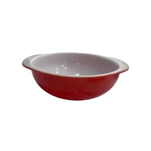 Vintage Pyrex 024 2QT Red Round Casserole Serving Bowl Tab Handles USA Ovenware